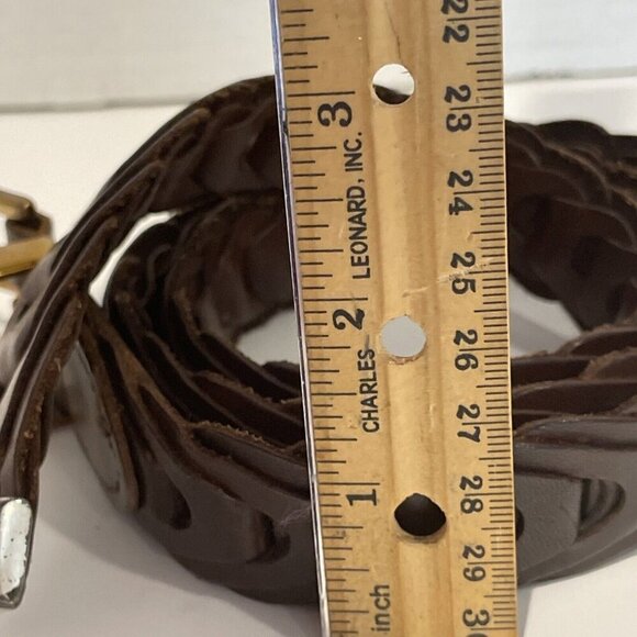 Fossil Leather Belt Mens 36 Braided Woven Brown Brass Buckle MB2347 Vintage - Picture 6 of 10